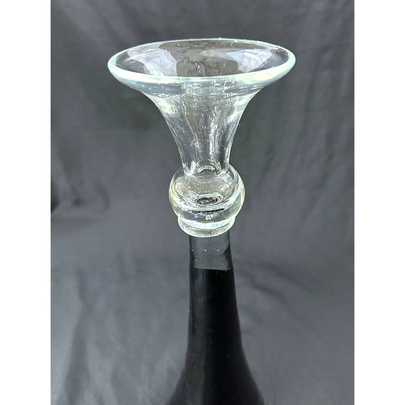 Hand Blown Glass Art Black Vase by Hurricane 15.25" - Picture 6 of 8